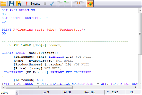 SQL Script Editor - Kontrolka, którą można zaimplementować w aplikacjach, które operują na obiektach bazodanowych na poziomie wykonywanych zapytań SQL, oraz w aplikacjach autorskich, które pobierają dane, wyświetlają lub modyfikują struktury danych.