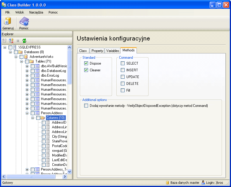 Class Builder - Aplikacja ORM do odwzorowania relacyjnych schematów baz danych na obiektową architekturę systemu informatycznego.