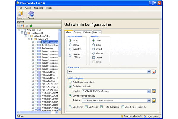 Class Builder ORM - Aplikacja ORM do odwzorowania relacyjnych schematów baz danych na obiektową architekturę systemu informatycznego