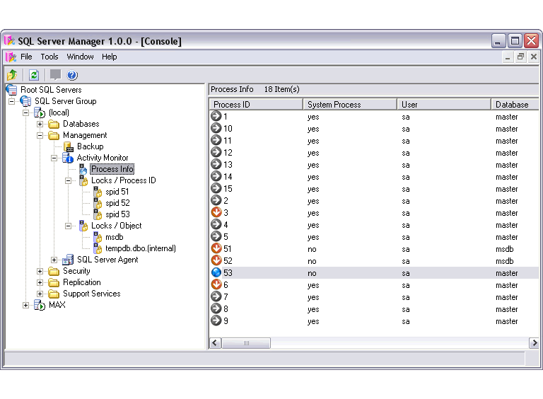 SQL Server Manager - Zestaw narzędzi do zarządzania usługami MS SQL Server, MS SQL Server Agent.