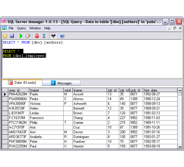 SQL Server Manager - Zestaw narzędzi do zarządzania usługami MS SQL Server, MS SQL Server Agent.