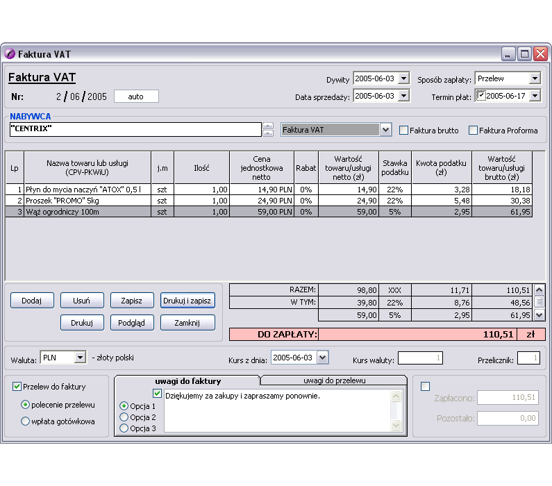 Faktura Express - Aplikacja do wystawiania faktur sprzedaży i zakupu.