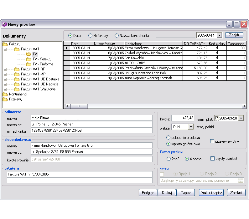 Faktura Express - Aplikacja do wystawiania faktur sprzedaży i zakupu.