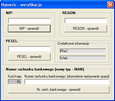 Numerek - Aplikacja do weryfikacji numerów nip, regon, pesel oraz numerów rachunków bankowych.